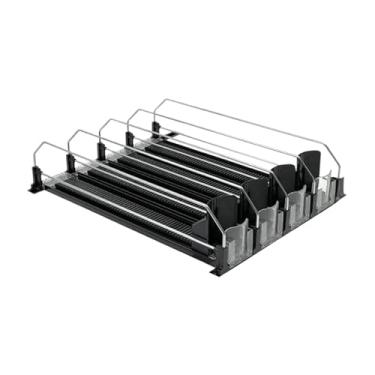 Imagem de Baoblaze Organizador de bebidas para geladeira, empurrador automático, porta-garrafas, dispensador de latas, hélice automática de bebidas para supermercados e, Preto