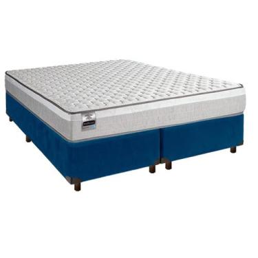 Imagem de Cama Box Azul Queen + Colchão Molas Ensacadas - Inducol