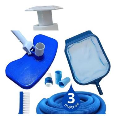 Imagem de Kit Limpeza para Piscina Completo  Aspirador, Peneira, Escova e Mangue