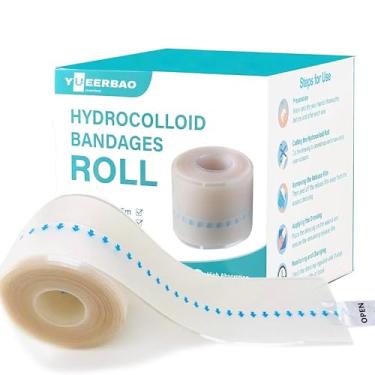 Imagem de Rolo hidrocolóide 5 cm x 4,9 m - Fita de atadura hidrocolóide ultrafina para bolhas, acne, cortes - Rolo de remendo de espinha de grau médico com suporte fácil de descascar - Curativo cortado no
