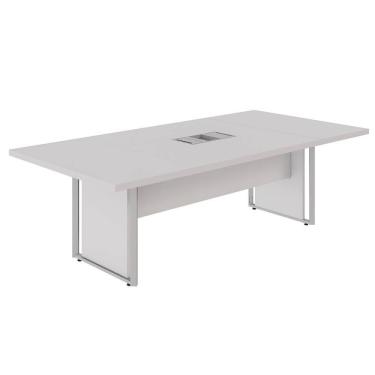 Imagem de Mesa Reunião 240cm Escritório para 4 Pessoas com Caixa de Tomadas Corporate Cinza