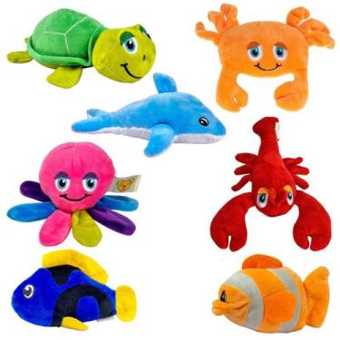 Imagem de Kit De Pelúcias Fundo Do Mar Peixes Diversos Animais Marinho - BBR TOY