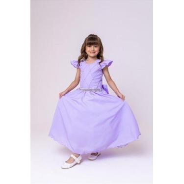 Imagem de Vestido Infantil Lavanda Formatura Longo Dama de Honra Luxo Festas - T
