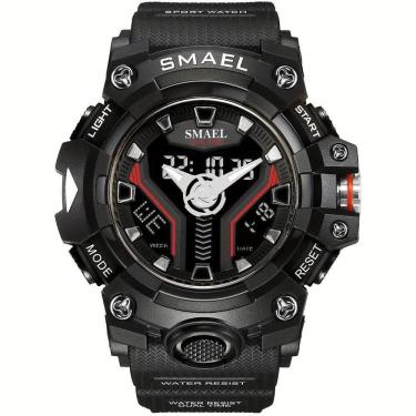 Imagem de Relógio Esportivo Masculino Digital Dual Display Mostrador Luminoso À Prova Da Água Preto