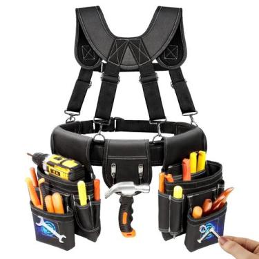 Imagem de Cinturón porta herramientas magnético TEKCHIC con tirantes ajustables 