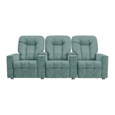 Imagem de Poltrona Reclinável Para Cinema 3 Lugares Sora Veludo Azul Claro FH1 - D'Rossi