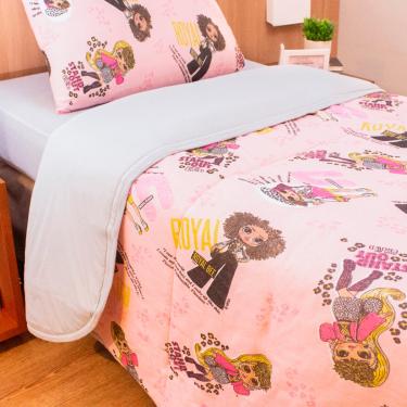 Imagem de Edredom Solteiro Portallar Malha Misto 70% Algodão e 30% Poliéster Lol OMG Glam 150mx220 Cinza