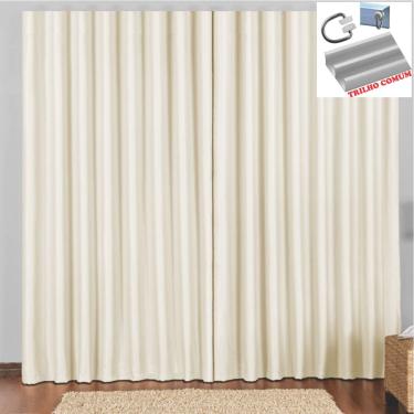 Imagem de Cortina 4 Mts Sala Quarto Escritório Blackout Original para Trilho Comum - Bege