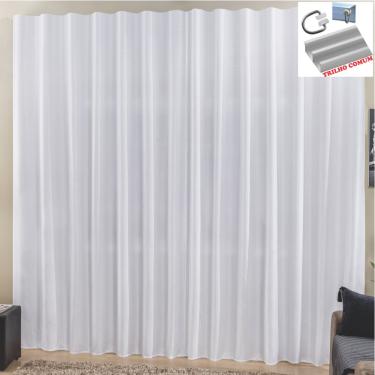 Imagem de Cortina Top Chick 3 Metros Sala Quarto Tecido Ráfia Trilho Comum - Branca