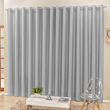 Imagem de Cortina 4 Mts Sala Quarto Escritório Blackout Original para Varão - Cinza