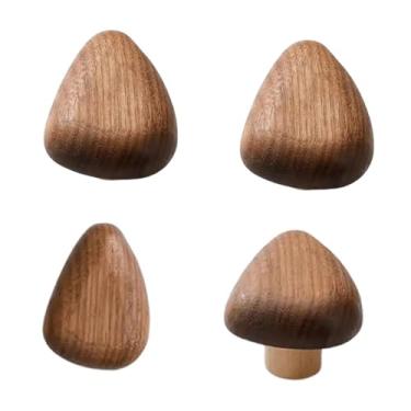 Imagem de Baoblaze 4x Ganchos de parede de madeira para casacos, puxadores de gaveta de armário, puxadores de armário portáteis minimalistas, ganchos de parede de, Triângulo
