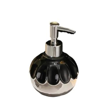 Imagem de Dispensador de sabão Dispensador de sabonete cerâmica 350 ml, líquido para hotel, xampu, limpador facial, dispensador loção, garrafa pressão(Preto)