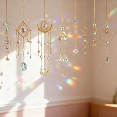 Imagem de OYACH Kit de apanhador de sol de cristal DIY com sino de vento/sol e lua, apanhador de sol, kits de artes e artesanato para adultos, para pendurar em janelas internas, jardim ao ar livre, presentes de
