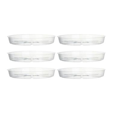 Imagem de FashionCha 6 Peças Bandeja para Plantas, Suporte para Vasos de Flores, Porta-vasos Transparente, Bandeja Coletora Redonda, Design PP Resistente para Proteção de, 8 Inch