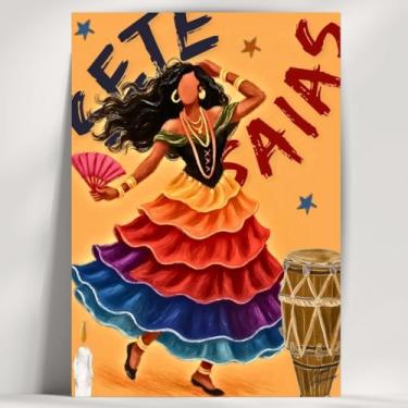 Imagem de Coleção de 62 quadros decorativos Giz - Umbanda e Candomblé - Decoração Orixá - Afro Brasileira - Escolha o seu Orixá! (Clássico, 7 Saias, 28x20cm)