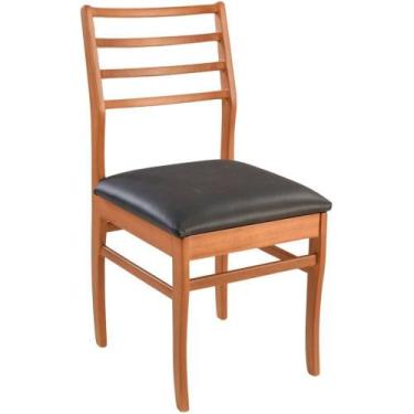 Imagem de Cadeira Jantar Dubai Madeira Maciça Amendoa Encosto Madeira Assento ma