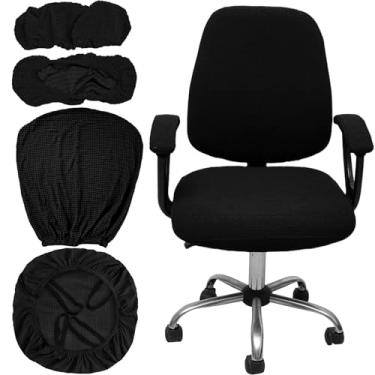 Imagem de Melaluxe Capa para cadeira de escritório com capas de apoio de braço, capa de cadeira de mesa elástica universal, capas para cadeira de computador - preta