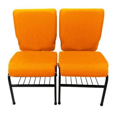 Imagem de 02 Cadeiras para Igrejas c/ Porta Biblía e Porta Cálice Laranja