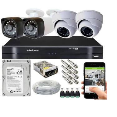 Imagem de Kit 4 Câmeras Bullet HD 720p 1mp Dvr Intelbras C/Hd