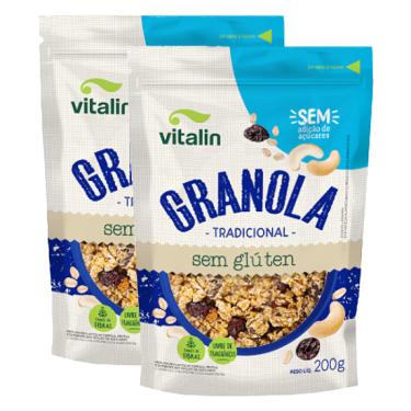 Imagem de Kit 2X: Granola Tradicional Zero Açúcar Sem Glúten Vitalin 200g