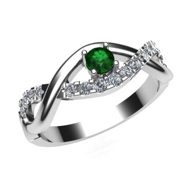 Imagem de Anel Infinito Prata 950 Com Zirconia E Esmeralda Sintetica