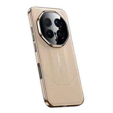 Imagem de POYUFRG Capa galvanizada para Honor Magic 8 Pro/Magic 8, capa fina e leve de couro para negócios de negócios capa de proteção de lente com tudo incluído, dourado, 8 Pro