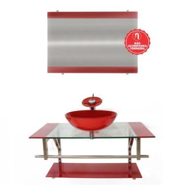 Imagem de Gabinete de Vidro 90cm para Banheiro Itália - EKASA, Vermelho Ferrari
