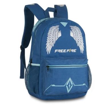 Imagem de Mochila Escolar Free Fire Juvenil Com Repartição Para Notebook Azul Ou