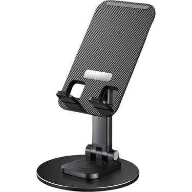 Imagem de Suporte de celular dobrável ajustável para mesa, suporte de telefone de mesa giratório de 180° com base antiderrapante, compatível com todos os smartphones (preto)