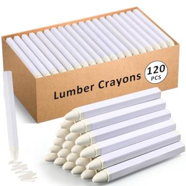 Imagem de MotiMind 120 peças de giz de cera industrial de cera de cera marcador de construção para artesanato marcação detalhada em madeira serrada caixa de metal cerâmica vidro concreto plástico 11,3 cm x 1,1