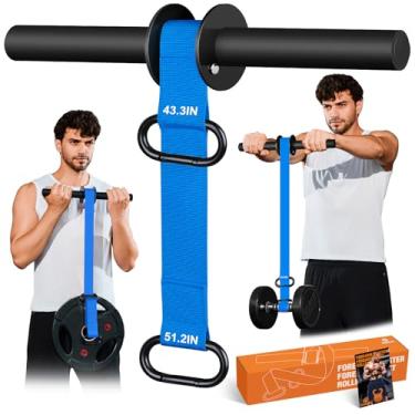 Imagem de Fortalecedor de antebraço e rolo de pulso, correia de nylon ultra forte de 110 cm ou 130 cm, exercitador de antebraço com mecanismo de bloqueio rápido, ideal para treinamento de força de mão, pulso e