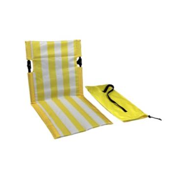 Imagem de KiBcsLic Cadeira de acampamento com apoio para as costas, cadeira de praia dobrável, incluindo bolsa de armazenamento para piqueniques, viagens rodoviárias e, Listra Branca Amarela