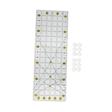 Imagem de oshhni Régua de quilting para artesanato, modelo com linhas de grade, régua de costura retangular antiderrapante, ferramenta de medição para designers de
