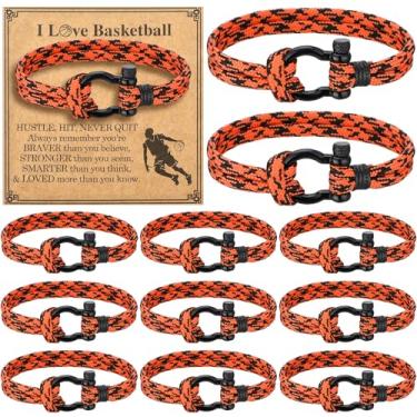 Imagem de Tondiamo Conjunto de 12 pulseiras esportivas de beisebol, softball, basquete, presente, corda ajustável, cruz de Jesus, presente religioso cristão para homens e mulheres, presentes de batismo cristão