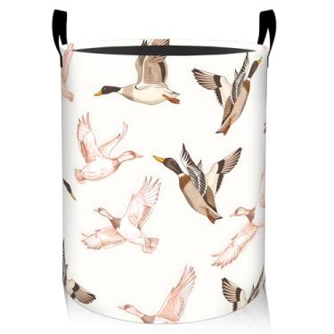 Imagem de ainori Cesta de roupa suja de pato, pano Oxford, roupas sujas rústicas, cesto dobrável para decoração de quarto, animal e fundo branco, presente organizador de brinquedos 19,7 x 15,8 polegadas para
