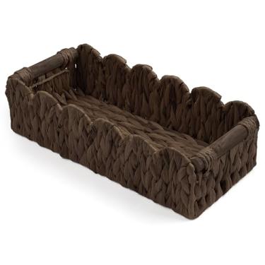 Imagem de Cesto de armazenamento de papel higiênico organizador de balcão de banheiro cestas de vime para organizar cesta fofa para quarto, berçário, cozinha, banheiro, decoração - marrom escuro