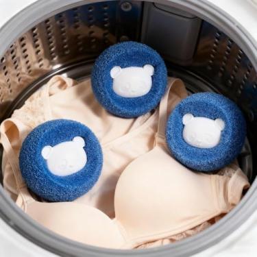 Imagem de Bola de limpeza antienrolamento para remoção de pelos com 3 peças, removedor de pelos reutilizável, apanhador de máquina de lavar, bola de lavanderia, secadora para roupas, cães, gatos, animais de