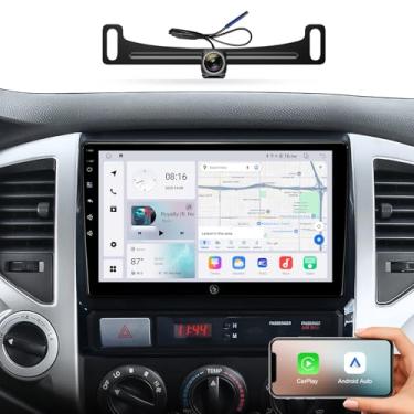 Imagem de Substituição de rádio estéreo automotivo para Toyota Tacoma 2005-2015, unidade principal Android 13 Tacoma de 9 polegadas compatível com CarPlay, Android Auto, navegação GPS, câmera de backup 1080p