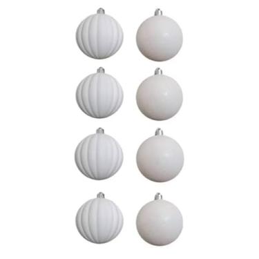 Imagem de Bola de Nata Kit Bolinhas Árvore Enfeite de Natal 3cm 4cm 5cm Lista Mista Fosca Glitter Decoração Natalina (08 Unidades Branca Luxo)