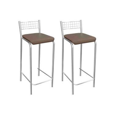 Imagem de Banqueta De Cozinha Gênova 1b705cr 2 Un Cromado/courano Marrom - Kappesberg