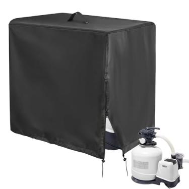 Imagem de Huaerle Capa de bomba de filtro de areia, capa de filtro de piscina resistente, 600D à prova d'água resistente a UV antidesbotamento capa de filtro de areia para piscinas acima do solo9 (86 * 84 * 61