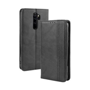 Imagem de Capa para Xiaomi Redmi Note 8 Pro,Retro Flip magnético,Caso de telefone de couro PU,Design de carteira com 3 slots de cartão e 1 clipe de dinheiro -Black