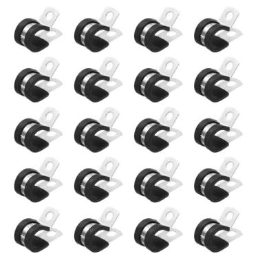 Imagem de HARFINGTON 20 braçadeiras de aço inoxidável de 14 mm (9/40.6 cm) grampos de conduíte acolchoados de borracha clipes de alça para instalação doméstica industrial automotiva fio de tubulação