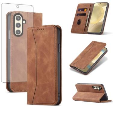 Imagem de Asuwish Capa carteira flip para celular Samsung Galaxy S24 FE 5G com protetor de tela de vidro temperado, fecho magnético, capa fólio, compartimento para cartão de crédito, suporte para celular S 24