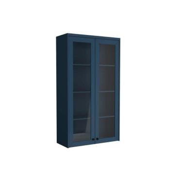 Imagem de Armário Aéreo P- Cozinha évora Ph 3129 C- 2 Portas C- Vidro 80cm Azul - Herval