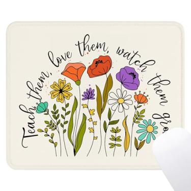 Imagem de Noaleviax Tapete de mouse floral para professores - suprimentos de presentes de agradecimento ao professor, decoração de mesa, base de borracha antiderrapante quadrada impermeável para ensino de