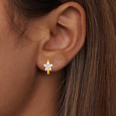 Imagem de Brincos pequenos de argola de ouro para mulheres, banhados a ouro 14K, argolas leves para orelhas sensíveis, cartilagem dourada delicada, joia feminina, standard, Cobre, Sem pedra preciosa