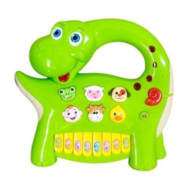 Imagem de Pianinho Musical Fazendinha Bichos Luzes Músicas Dinossauro Verde - To
