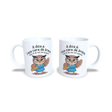 Imagem de Caneca de Cerâmica Corujinha Conselheira, Branca, 325ml, Design Divertido com Ilustração de Coruja (18999)