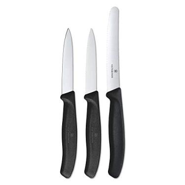 Imagem de Conjunto de facas para cozinha Victorinox, Preta, 3 peças
